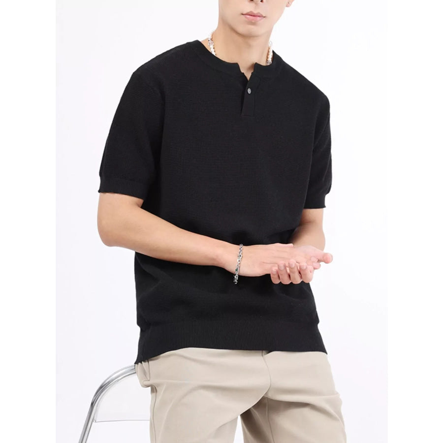 Men’s Plus Size Casual Knit Henley T-Shirt Apparel and Accessories