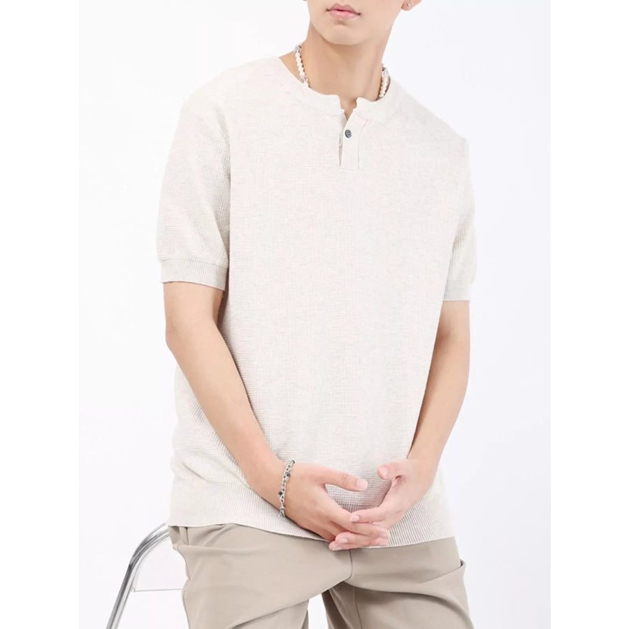 Men’s Plus Size Casual Knit Henley T-Shirt Apparel and Accessories