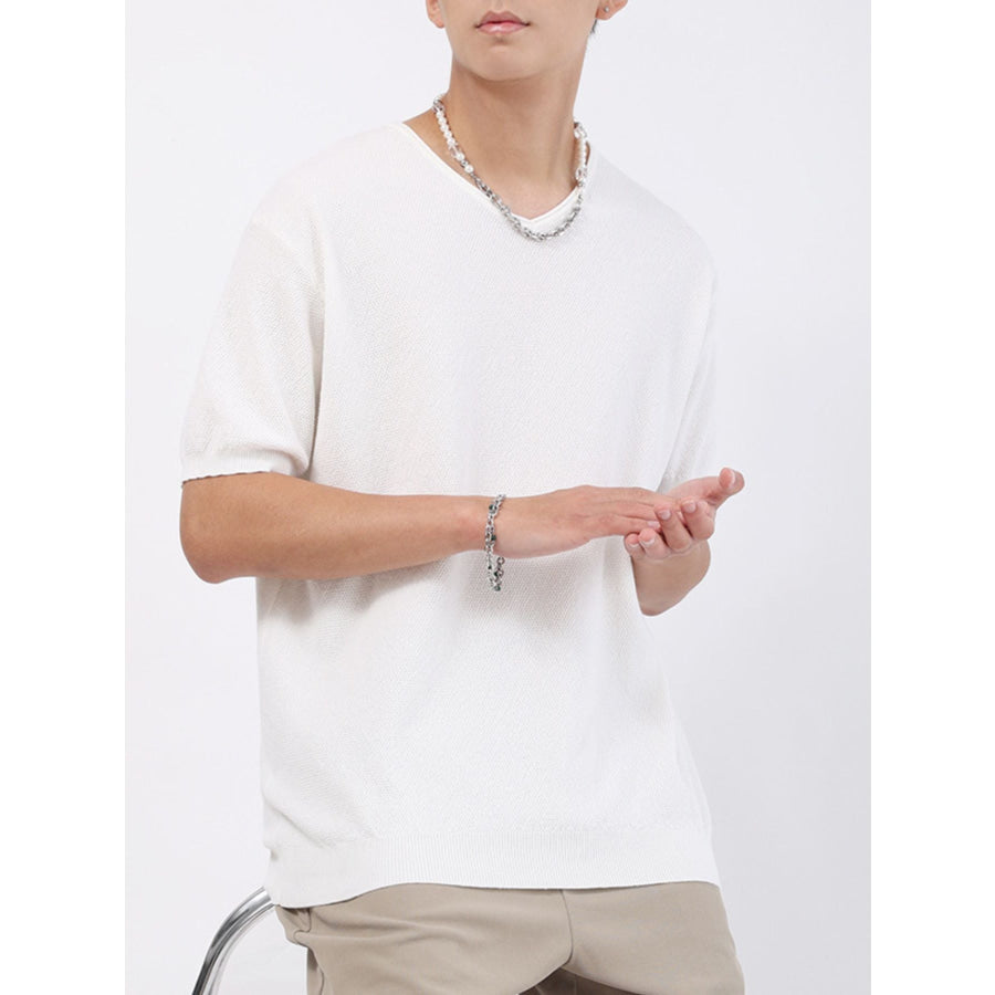 Men’s Plus Size Casual Knit Short Sleeve T-Shirt White / M Apparel and Accessories