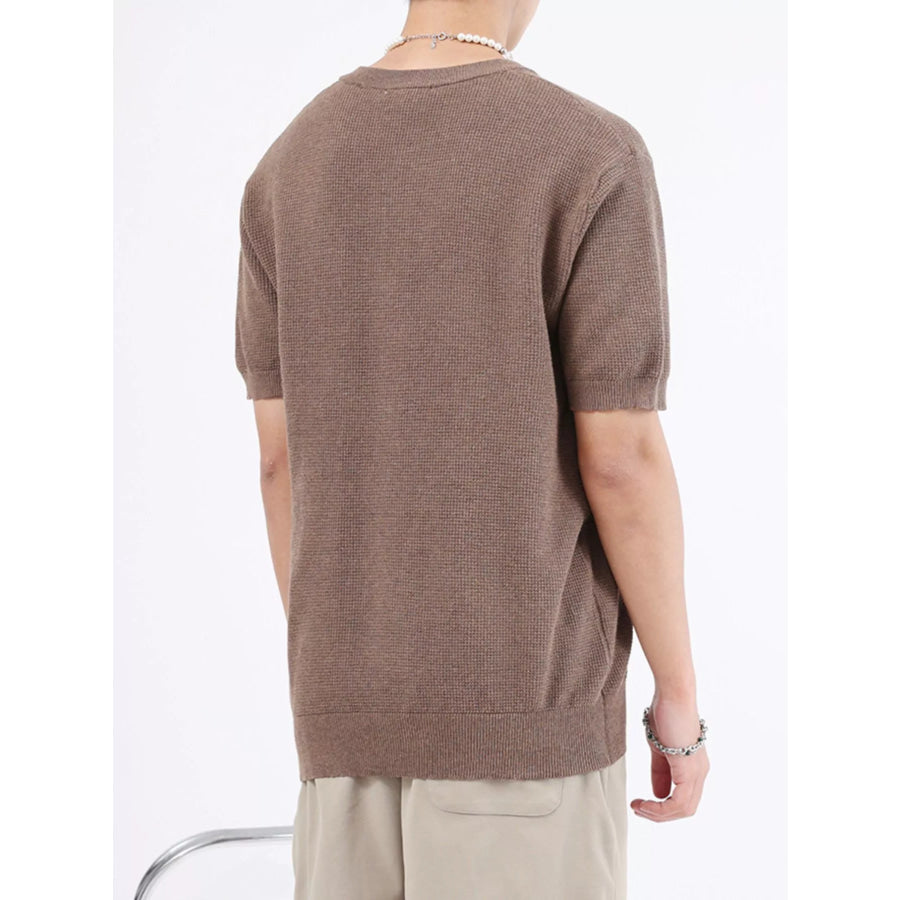 Men’s Plus Size Casual Knitted Henley T-Shirt Apparel and Accessories