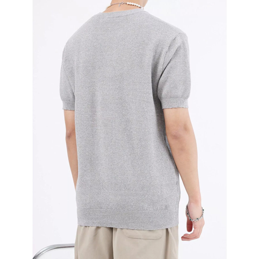 Men’s Plus Size Casual Knitted Henley T-Shirt Apparel and Accessories