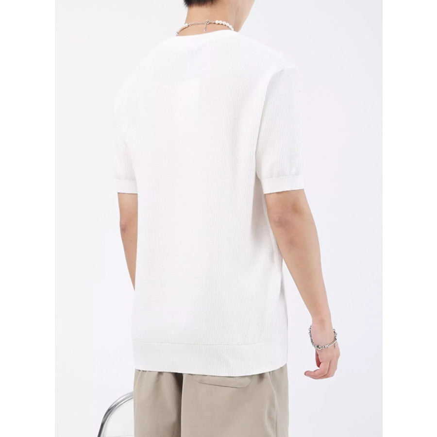 Men’s Plus Size Casual Knitted Henley T-Shirt Apparel and Accessories
