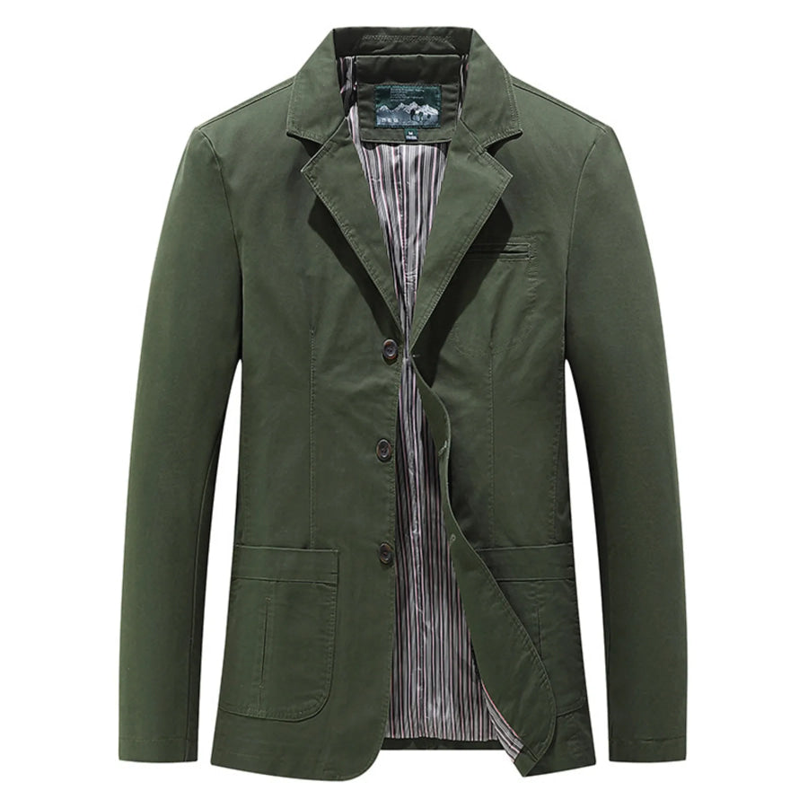 Men’s Plus Size Casual Lapel Collar Blazer Army Green / M Apparel and Accessories