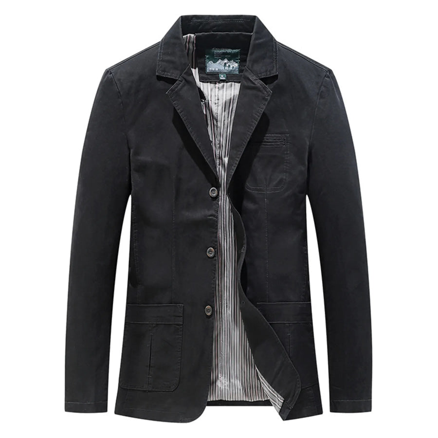 Men’s Plus Size Casual Lapel Collar Blazer Black / M Apparel and Accessories