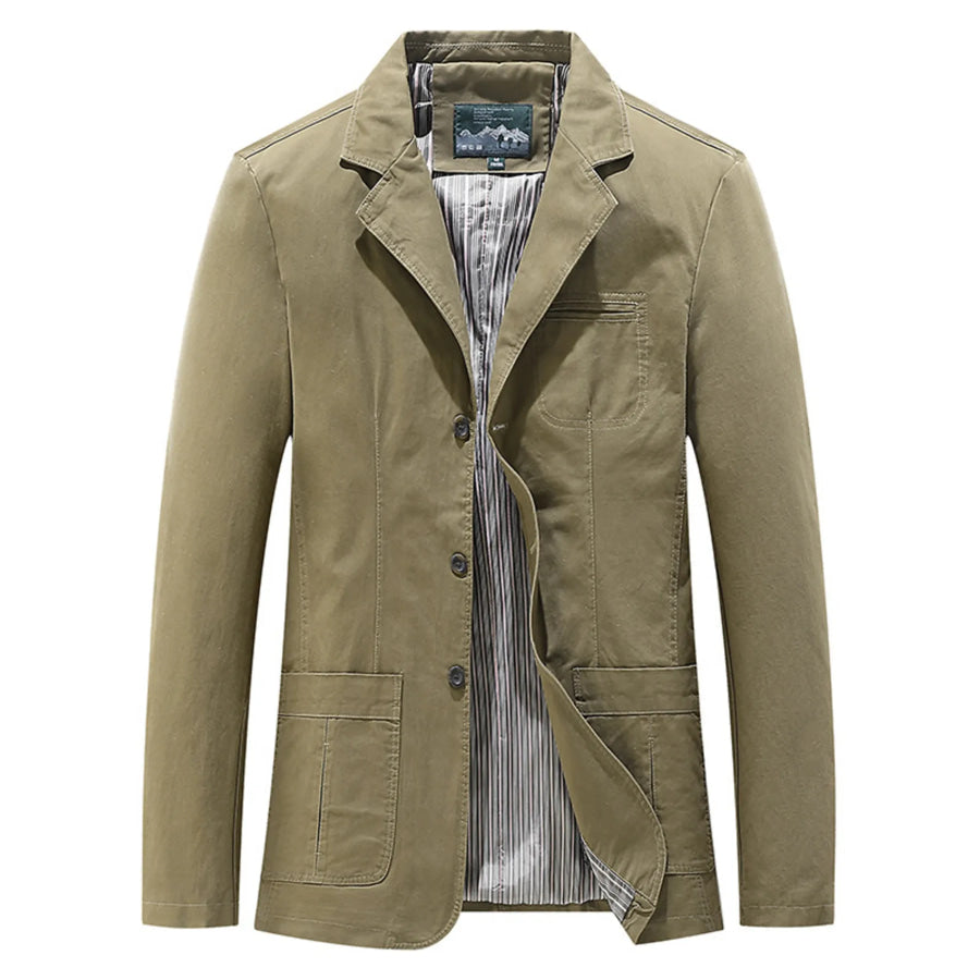 Men’s Plus Size Casual Lapel Collar Blazer Olive / M Apparel and Accessories