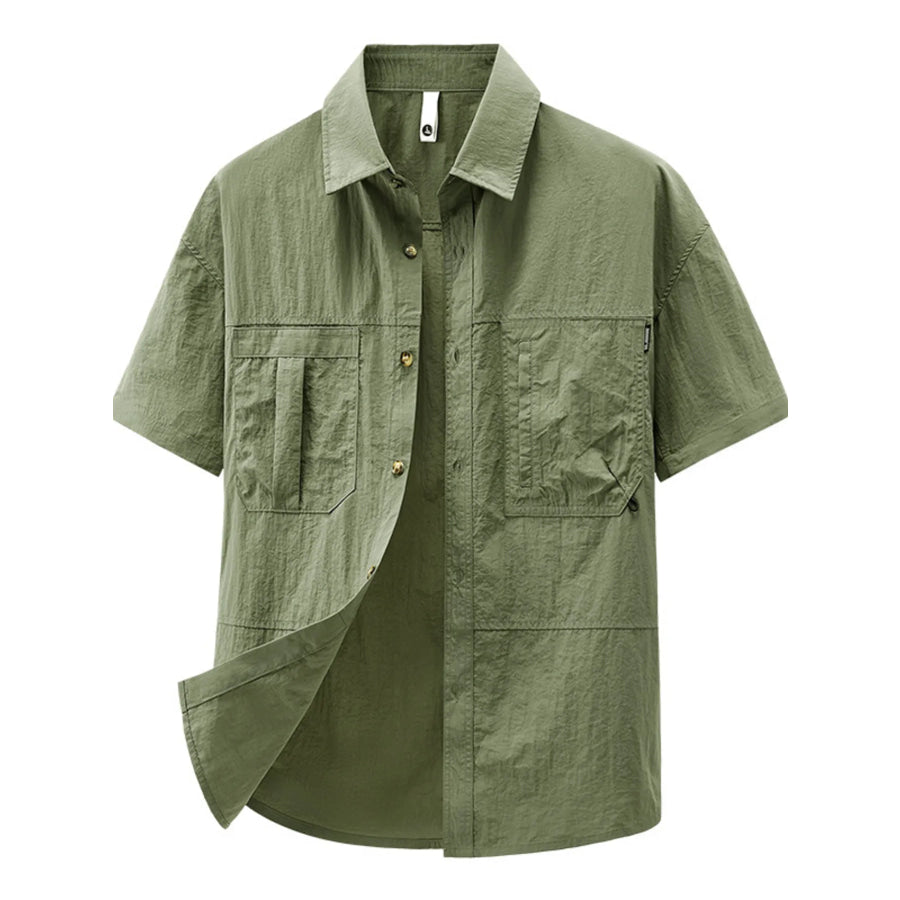 Men’s Plus Size Casual Lightweight Short Sleeve Shirt Bean Green / M Apparel and Accessories