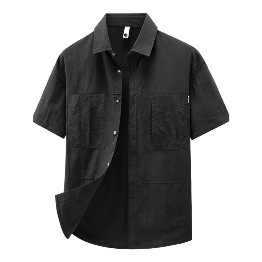Men’s Plus Size Casual Lightweight Short Sleeve Shirt Black / M Apparel and Accessories