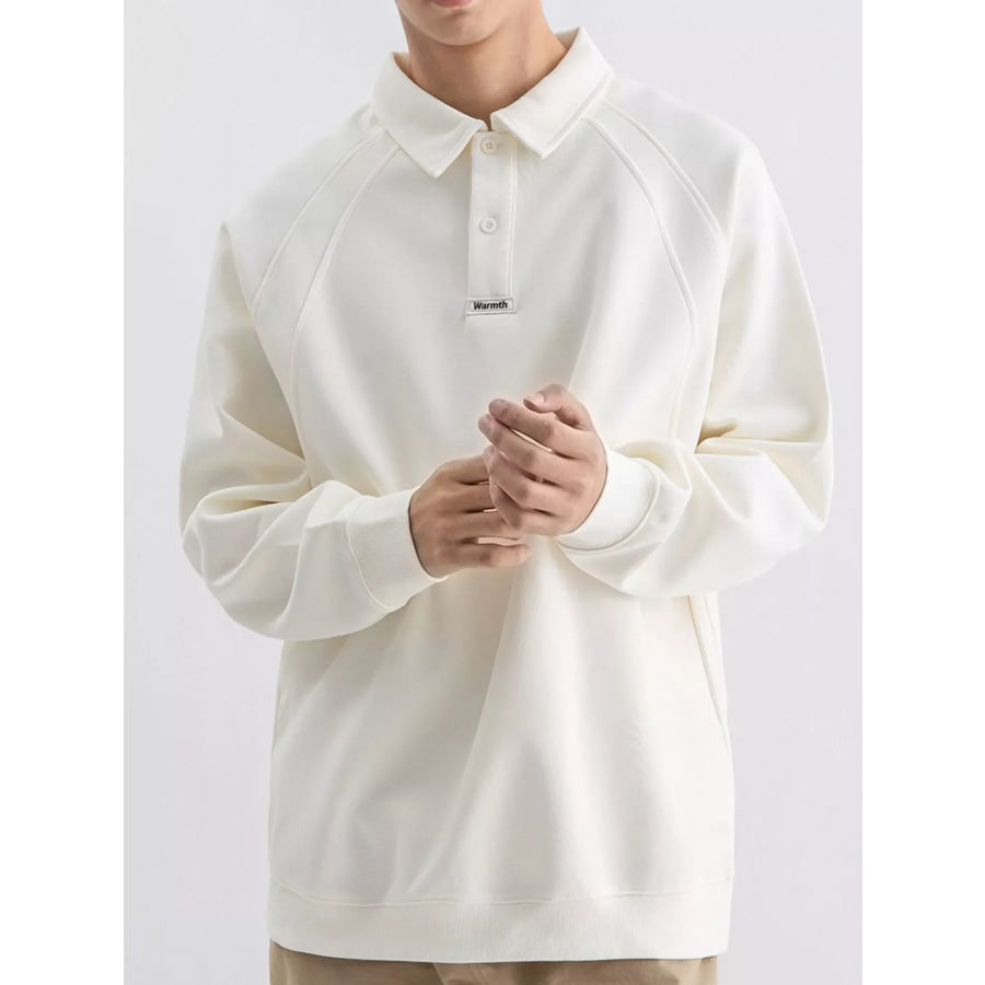 Men’s Plus Size Casual Long Sleeve Polo Apricot / M Apparel and Accessories