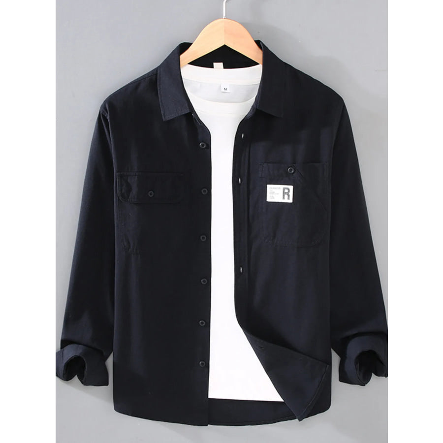 Men’s Plus Size Casual Long-Sleeve Shirt Black / M Apparel and Accessories