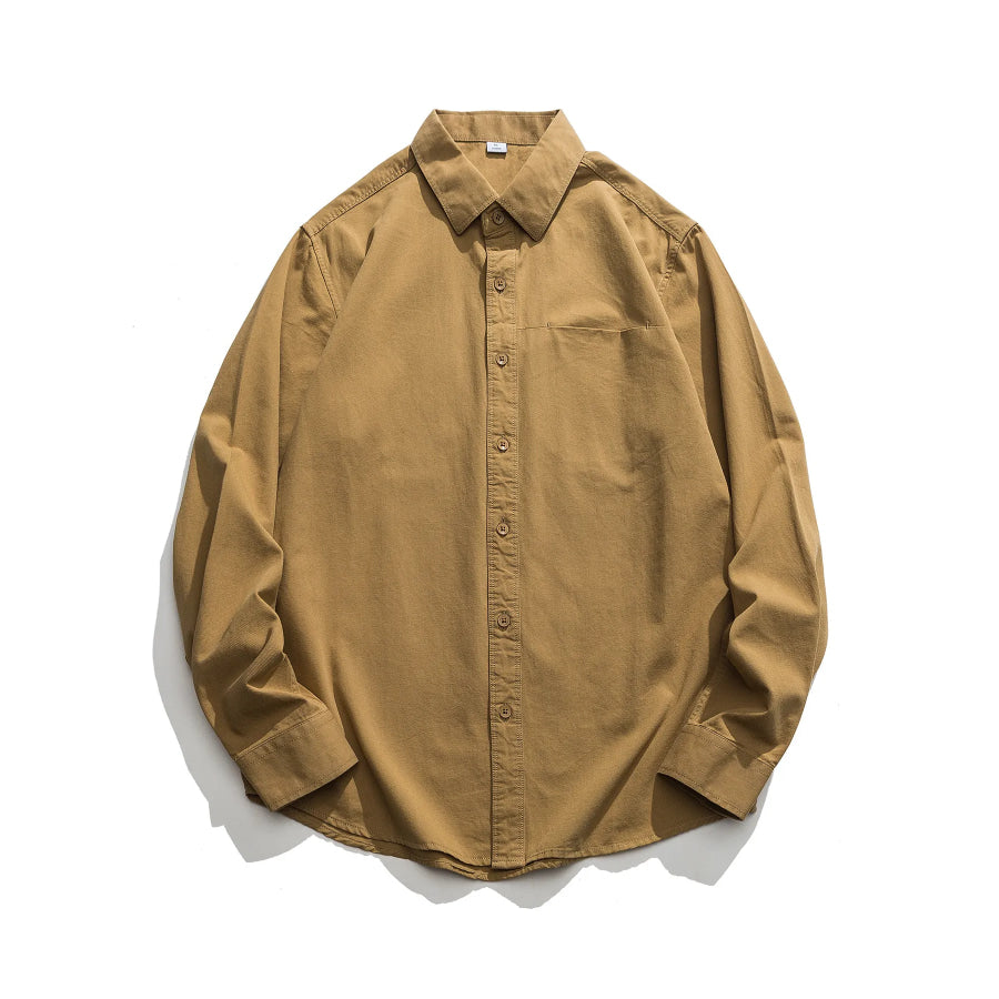 Men’s Plus Size Casual Long Sleeve Shirt Brown / M Apparel and Accessories