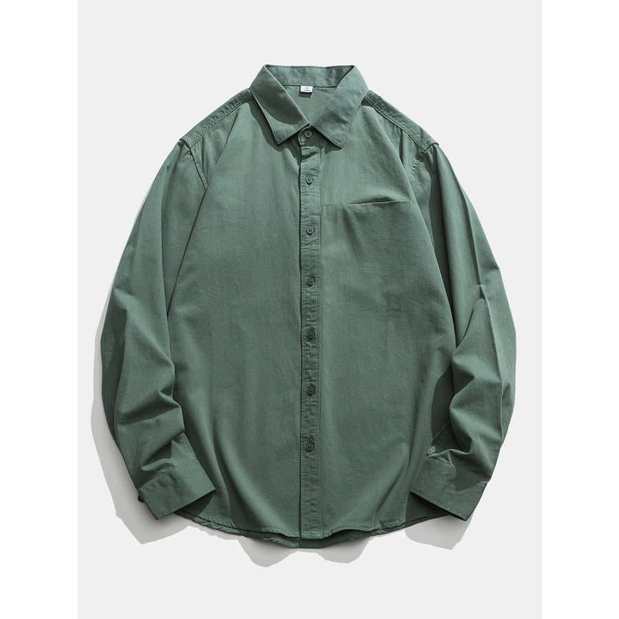 Men’s Plus Size Casual Long Sleeve Shirt Green / M Apparel and Accessories