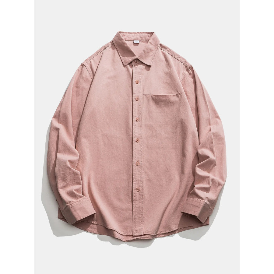 Men’s Plus Size Casual Long Sleeve Shirt Pink / M Apparel and Accessories