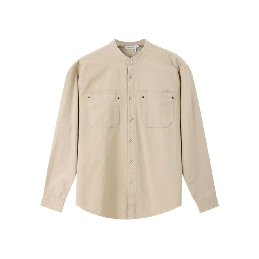 Men’s Plus Size Casual Long Sleeve Shirt with Double Chest Pockets Apparel and Accessories