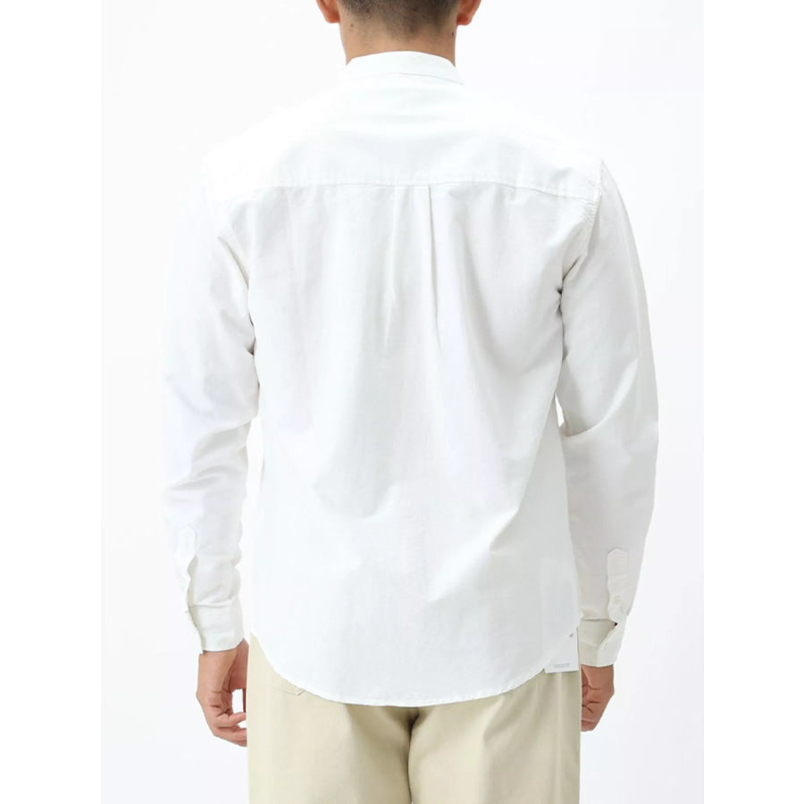 Men’s Plus Size Casual Long Sleeve Shirt with Double Chest Pockets White / M Apparel and Accessories