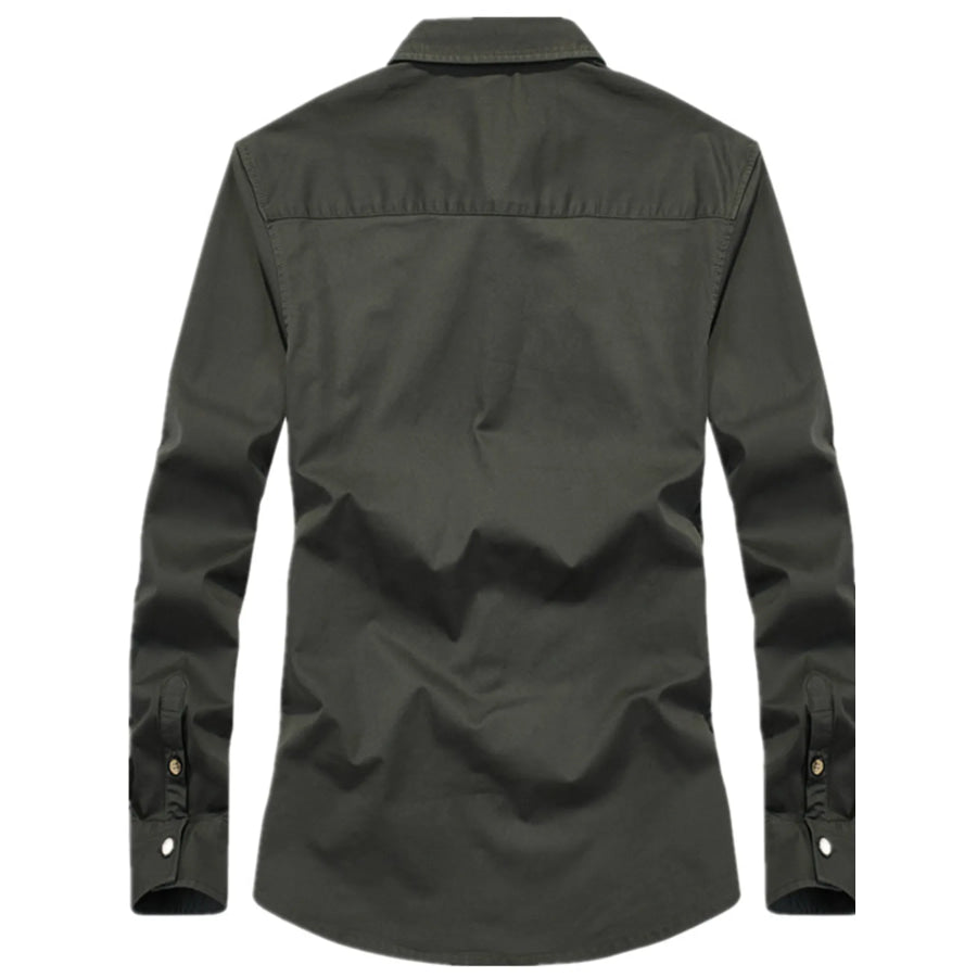 Men’s Plus Size Casual Long Sleeve Shirt with Dual Chest Pockets Apparel and Accessories