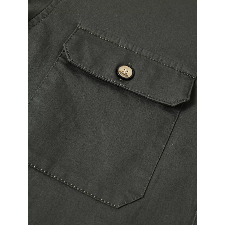 Men’s Plus Size Casual Long Sleeve Shirt with Dual Chest Pockets Apparel and Accessories
