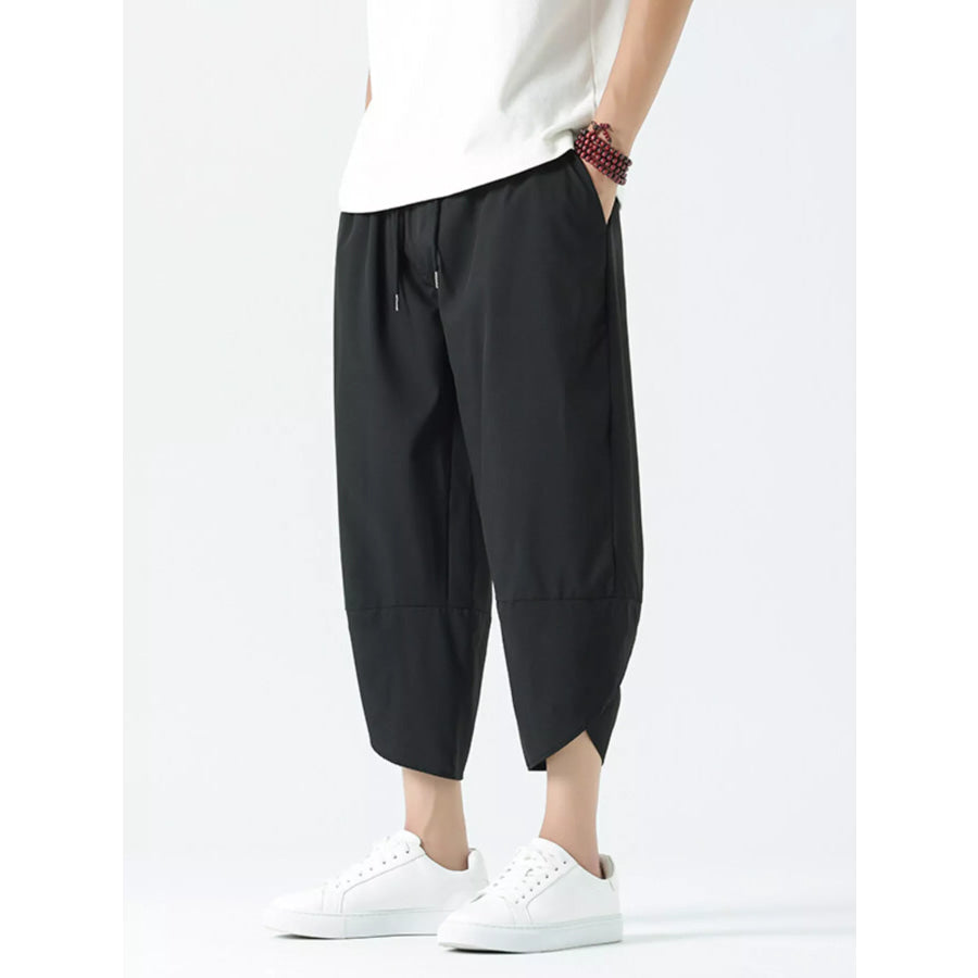 Men’s Plus Size Casual Loose Cropped Pants Black / M Apparel and Accessories