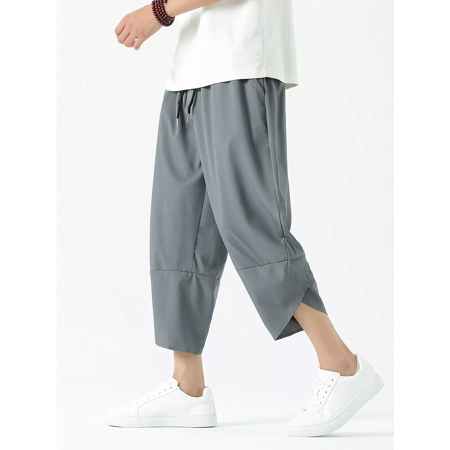 Men’s Plus Size Casual Loose Cropped Pants Dark Gray / M Apparel and Accessories