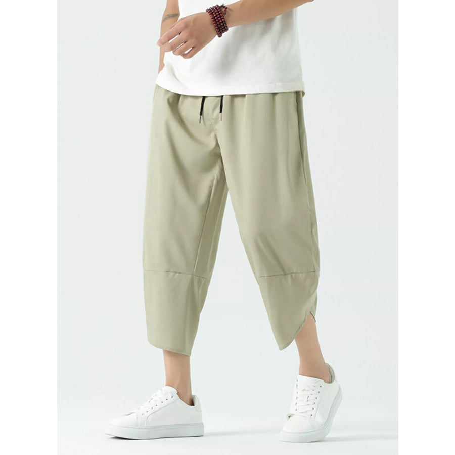 Men’s Plus Size Casual Loose Cropped Pants Green / M Apparel and Accessories