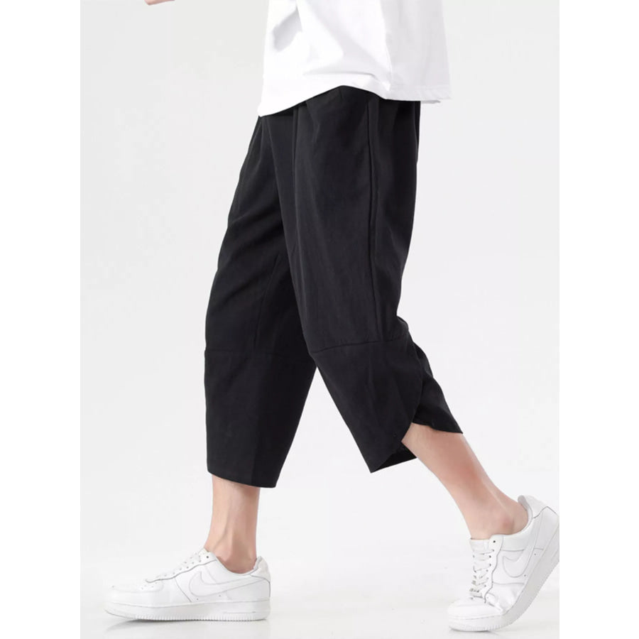 Men’s Plus Size Casual Loose-Fit Cropped Harem Pants Black / M Apparel and Accessories