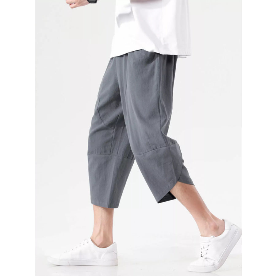 Men’s Plus Size Casual Loose-Fit Cropped Harem Pants Green / M Apparel and Accessories