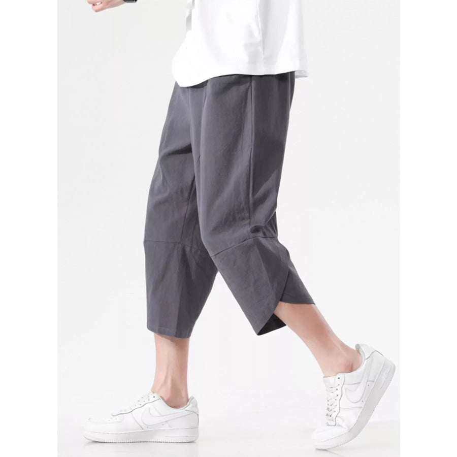 Men’s Plus Size Casual Loose-Fit Cropped Harem Pants Grey / M Apparel and Accessories
