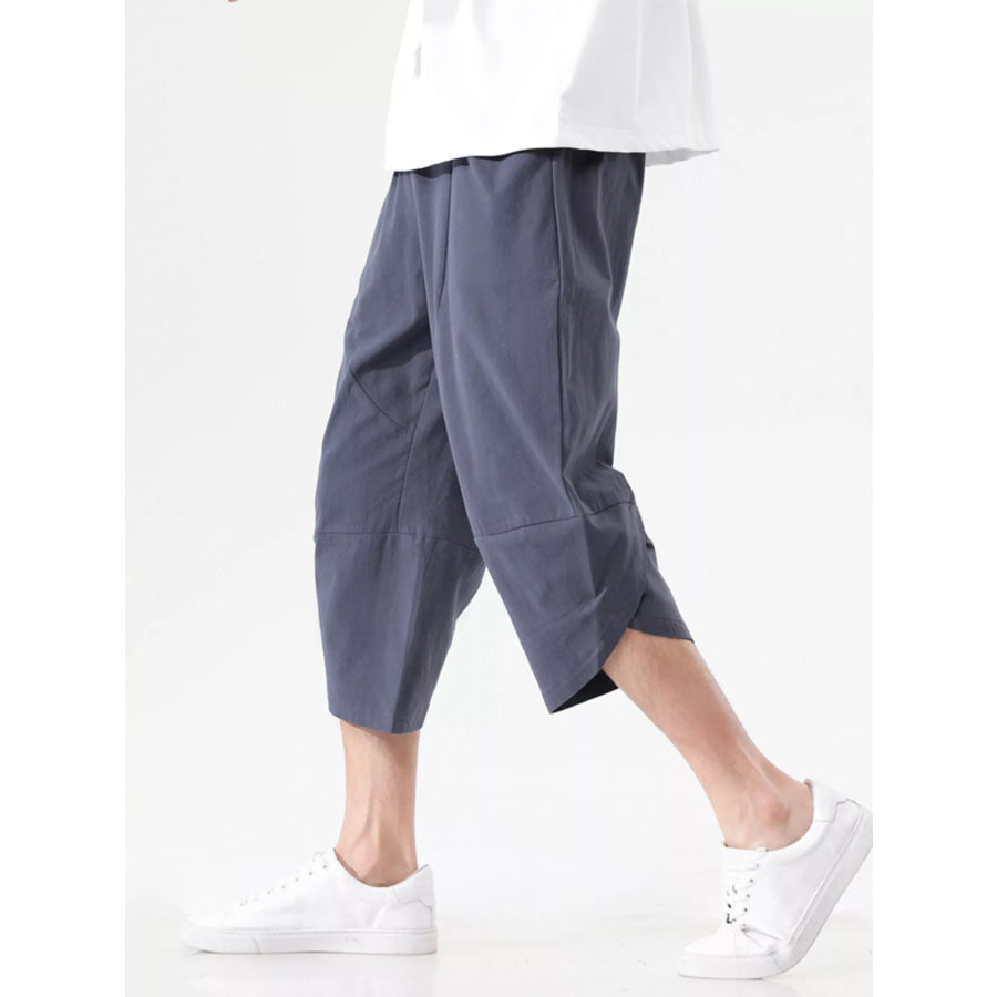 Men’s Plus Size Casual Loose-Fit Cropped Harem Pants Navy / M Apparel and Accessories