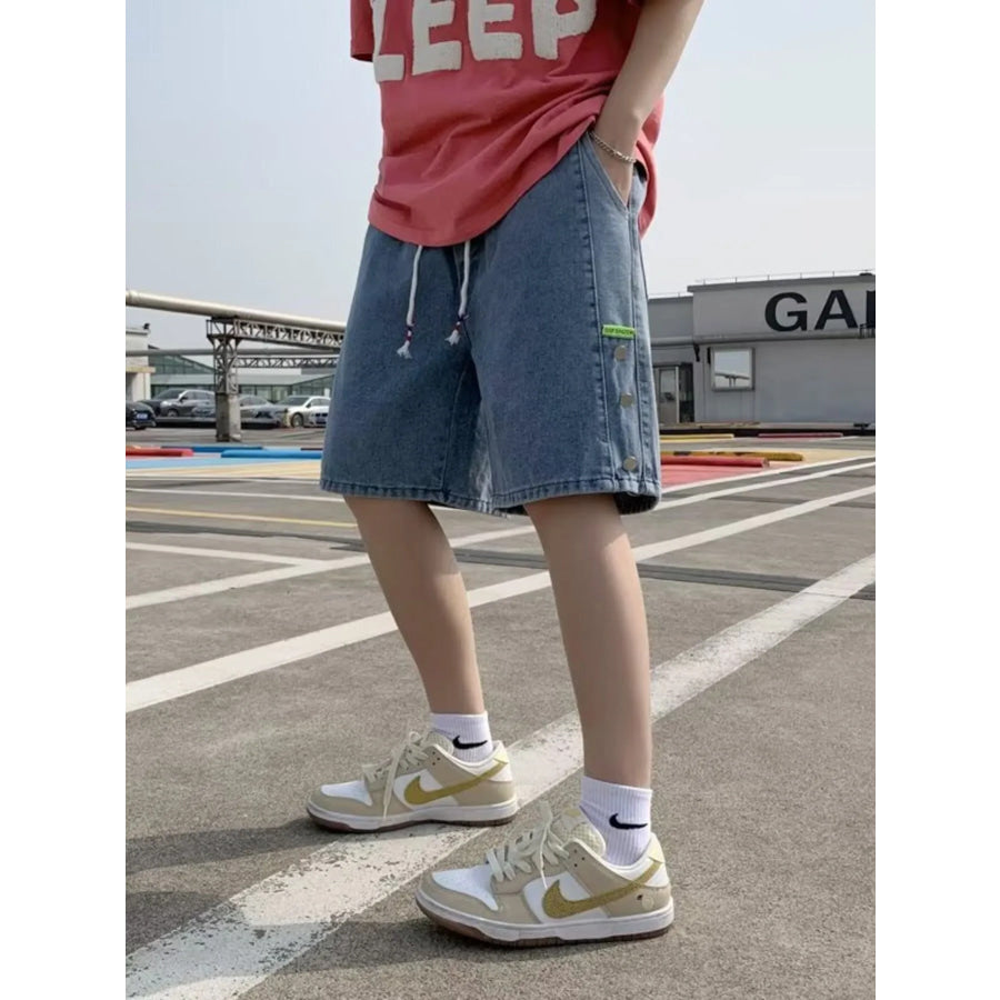 Men’s Plus Size Casual Loose Fit Denim Shorts with Drawstring Blue / M Apparel and Accessories