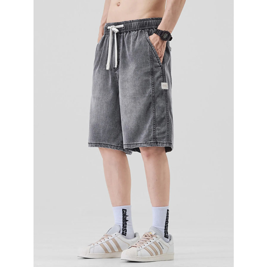 Men’s Plus Size Casual Loose Fit Denim Shorts with Drawstring Apparel and Accessories