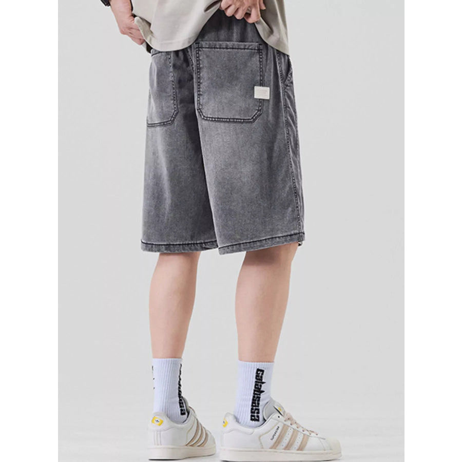 Men’s Plus Size Casual Loose Fit Denim Shorts with Drawstring Apparel and Accessories