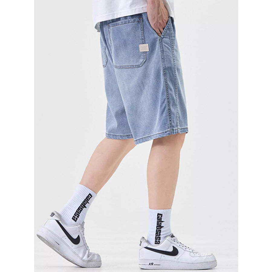Men’s Plus Size Casual Loose Fit Denim Shorts with Drawstring Apparel and Accessories