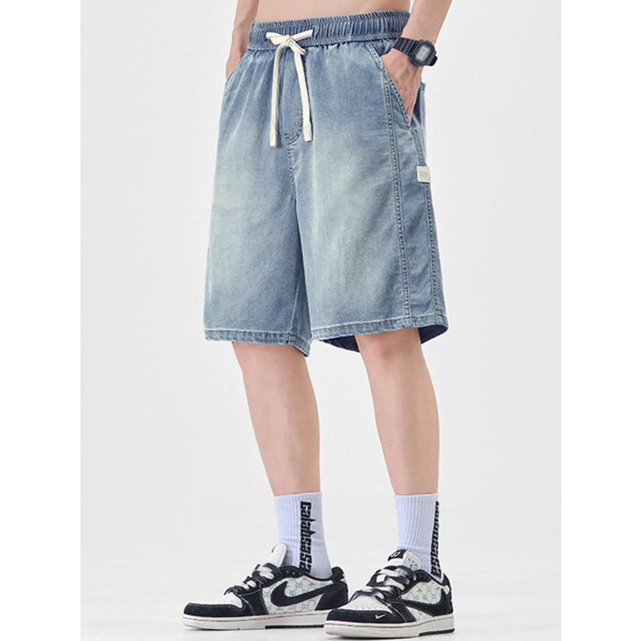 Men’s Plus Size Casual Loose Fit Denim Shorts with Drawstring Apparel and Accessories