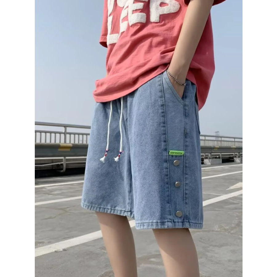 Men’s Plus Size Casual Loose Fit Denim Shorts with Drawstring Blue / M Apparel and Accessories