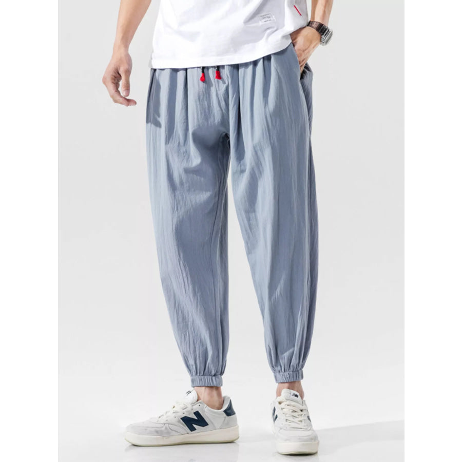 Men’s Plus Size Casual Loose Fit Drawstring Joggers Light Blue / M Apparel and Accessories