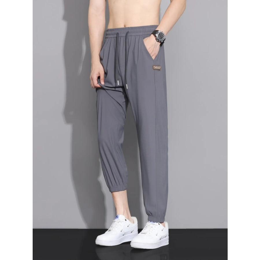 Men’s Plus Size Casual Loose-Fit Drawstring Joggers Light Gray / M Apparel and Accessories