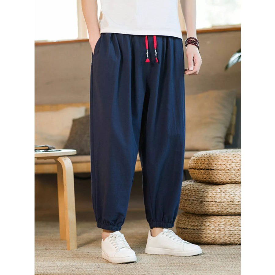 Men’s Plus Size Casual Loose Fit Drawstring Joggers Navy / M Apparel and Accessories