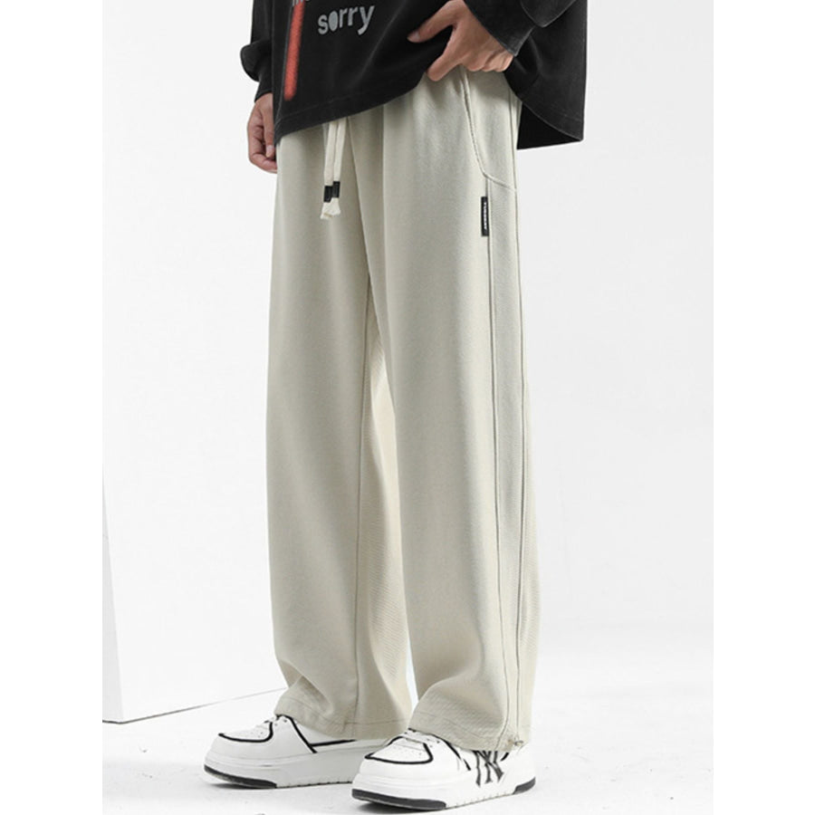 Men’s Plus Size Casual Loose-Fit Drawstring Pants Beige / M Apparel and Accessories