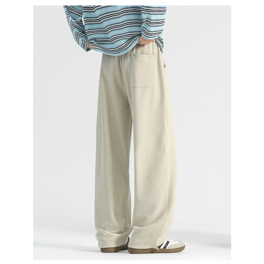 Men’s Plus Size Casual Loose-Fit Drawstring Pants Beige / M Apparel and Accessories