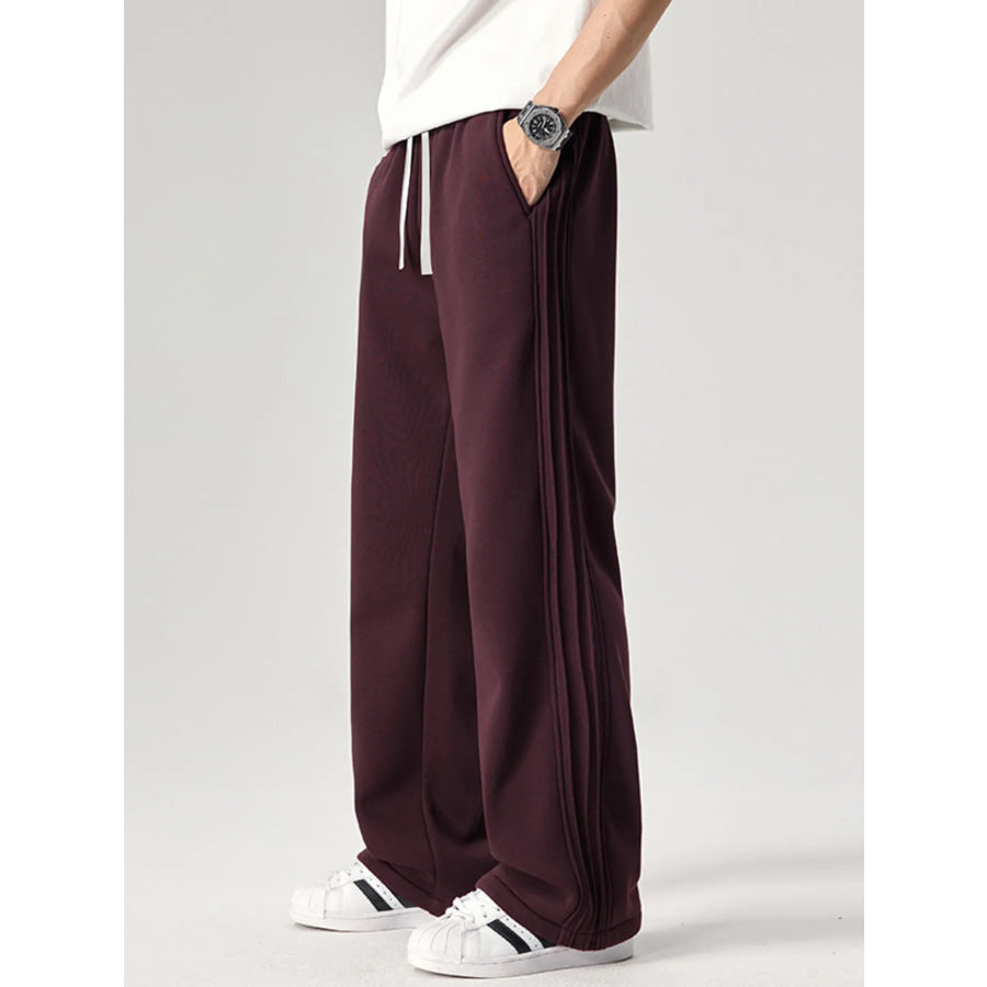 Men’s Plus Size Casual Loose Fit Pants Burgundy / M Apparel and Accessories