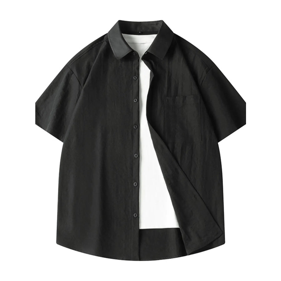 Men’s Plus Size Casual Loose Fit Short Sleeve Shirt Black / M Apparel and Accessories
