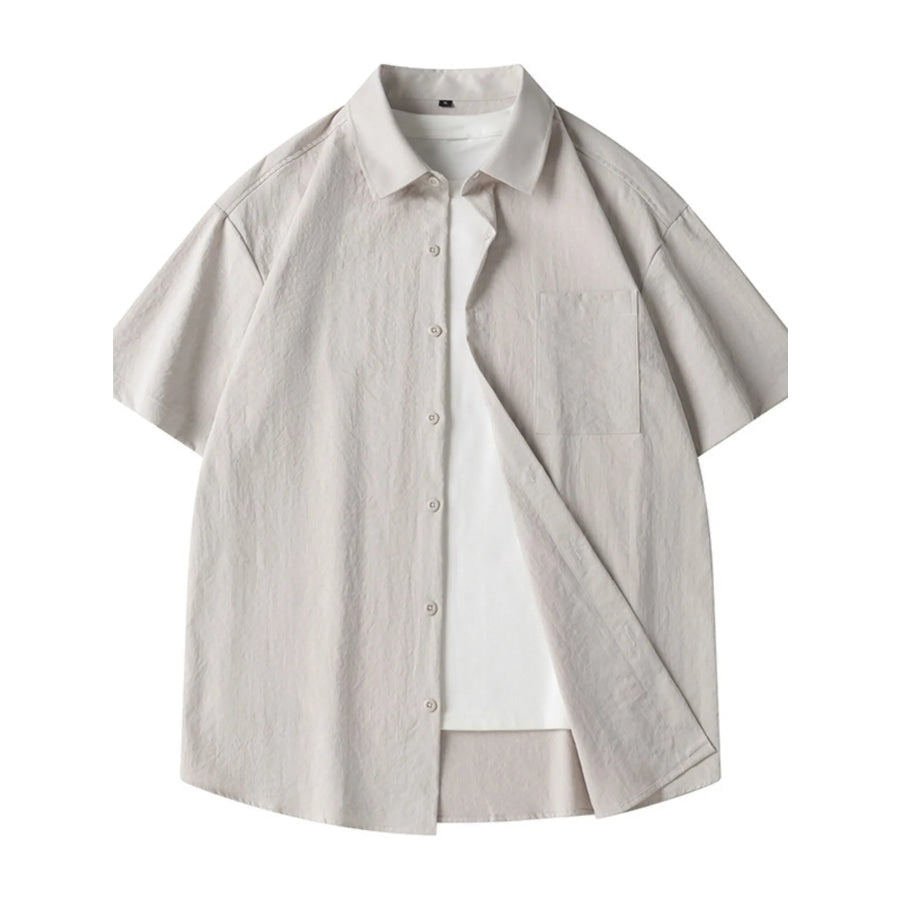 Men’s Plus Size Casual Loose Fit Short Sleeve Shirt Dust Storm / M Apparel and Accessories