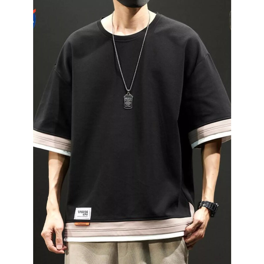 Men’s Plus Size Casual Loose Fit Short Sleeve T-Shirt Black / M Apparel and Accessories