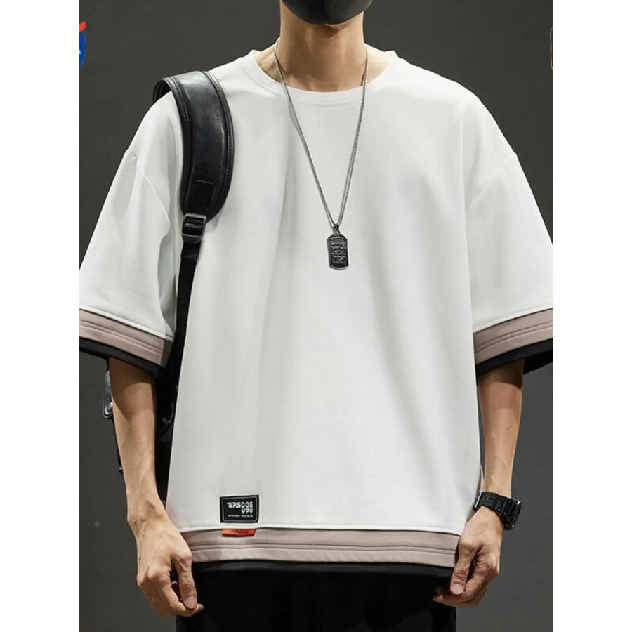 Men’s Plus Size Casual Loose Fit Short Sleeve T-Shirt White / M Apparel and Accessories