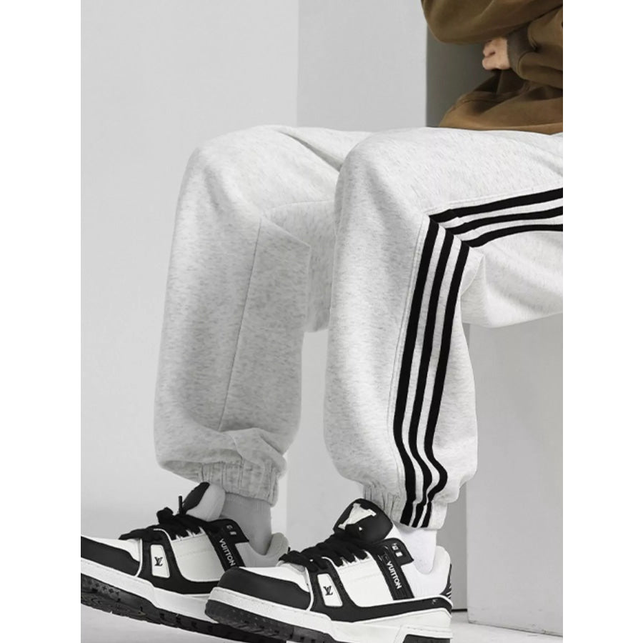 Men’s Plus Size Casual Loose Fit Striped Pants Apparel and Accessories