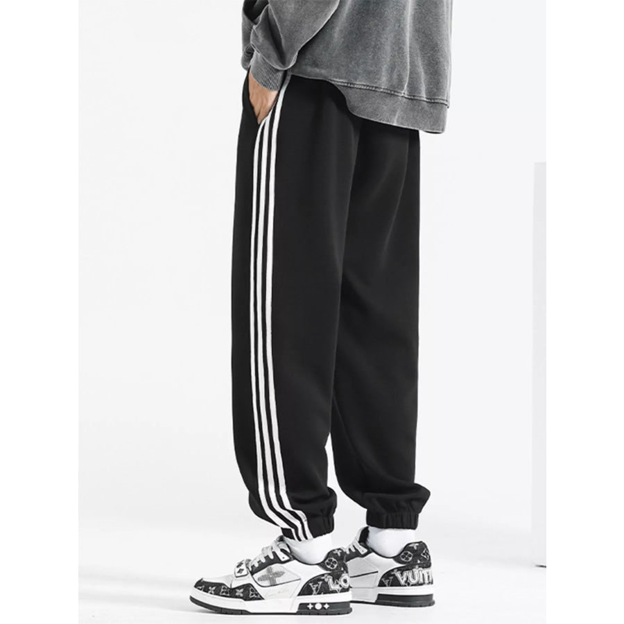 Men’s Plus Size Casual Loose Fit Striped Pants Apparel and Accessories