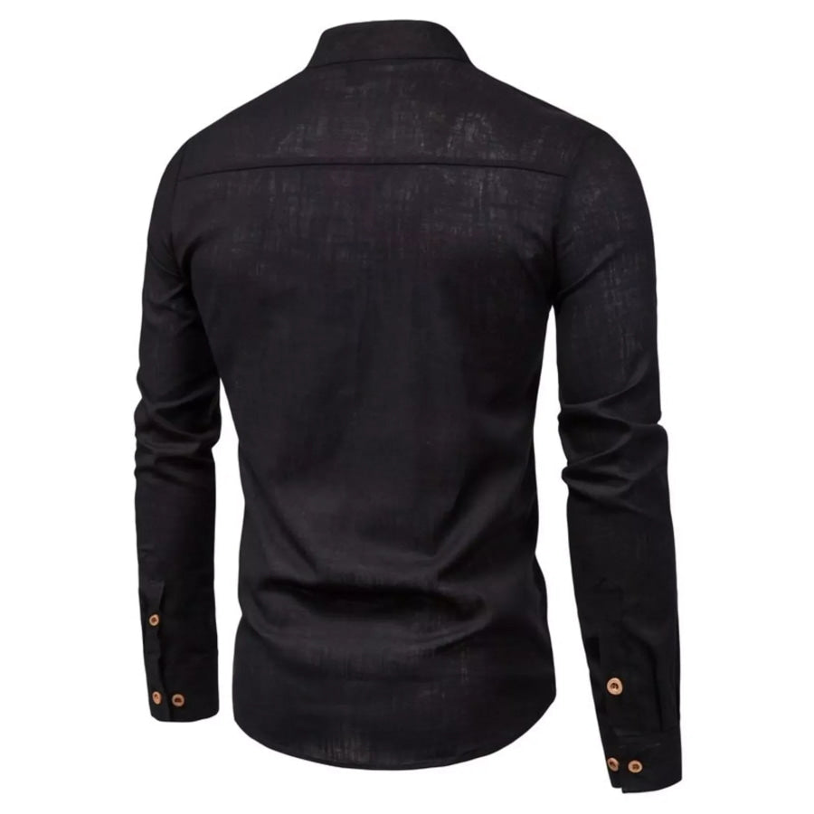 Men’s Plus Size Casual Mandarin Collar Button-Up Shirt Apparel and Accessories