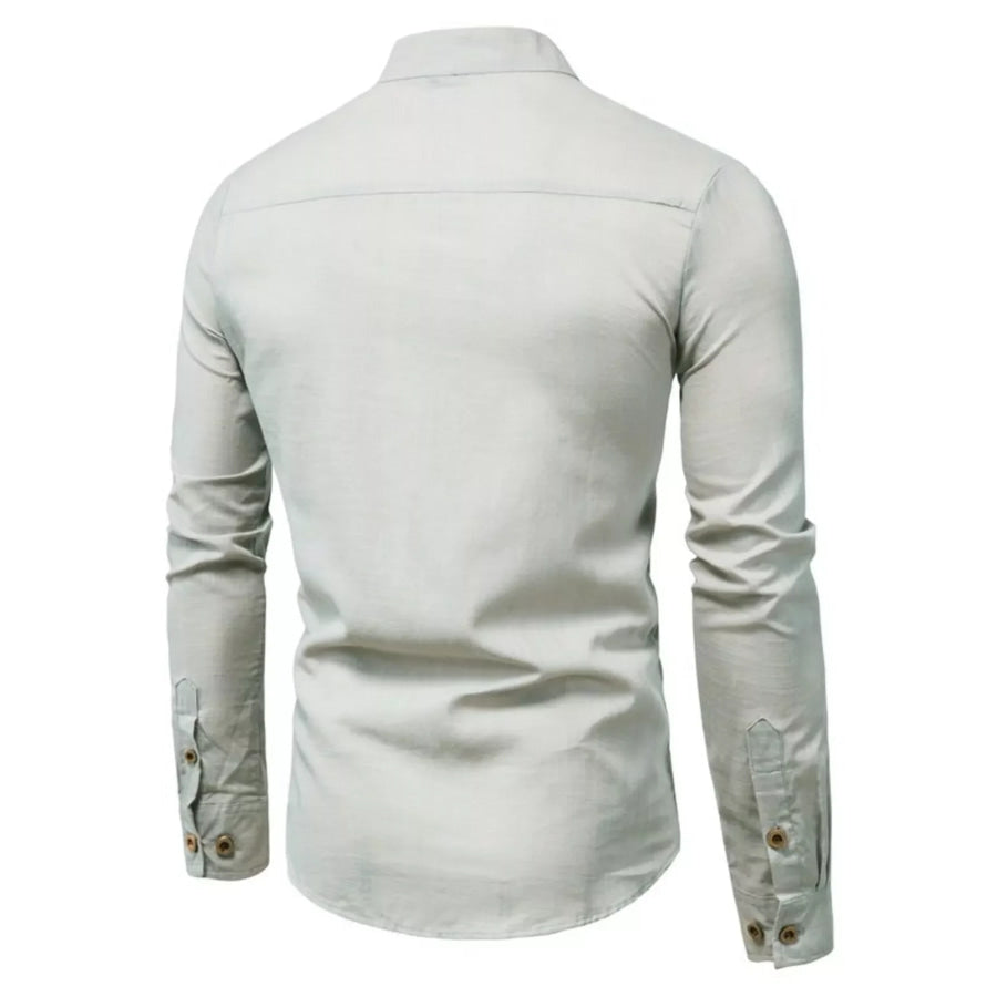 Men’s Plus Size Casual Mandarin Collar Button-Up Shirt Apparel and Accessories