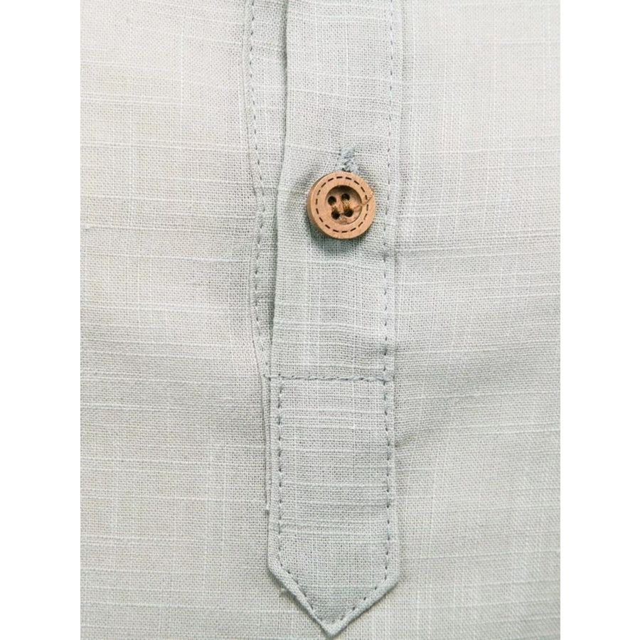 Men’s Plus Size Casual Mandarin Collar Button-Up Shirt Apparel and Accessories