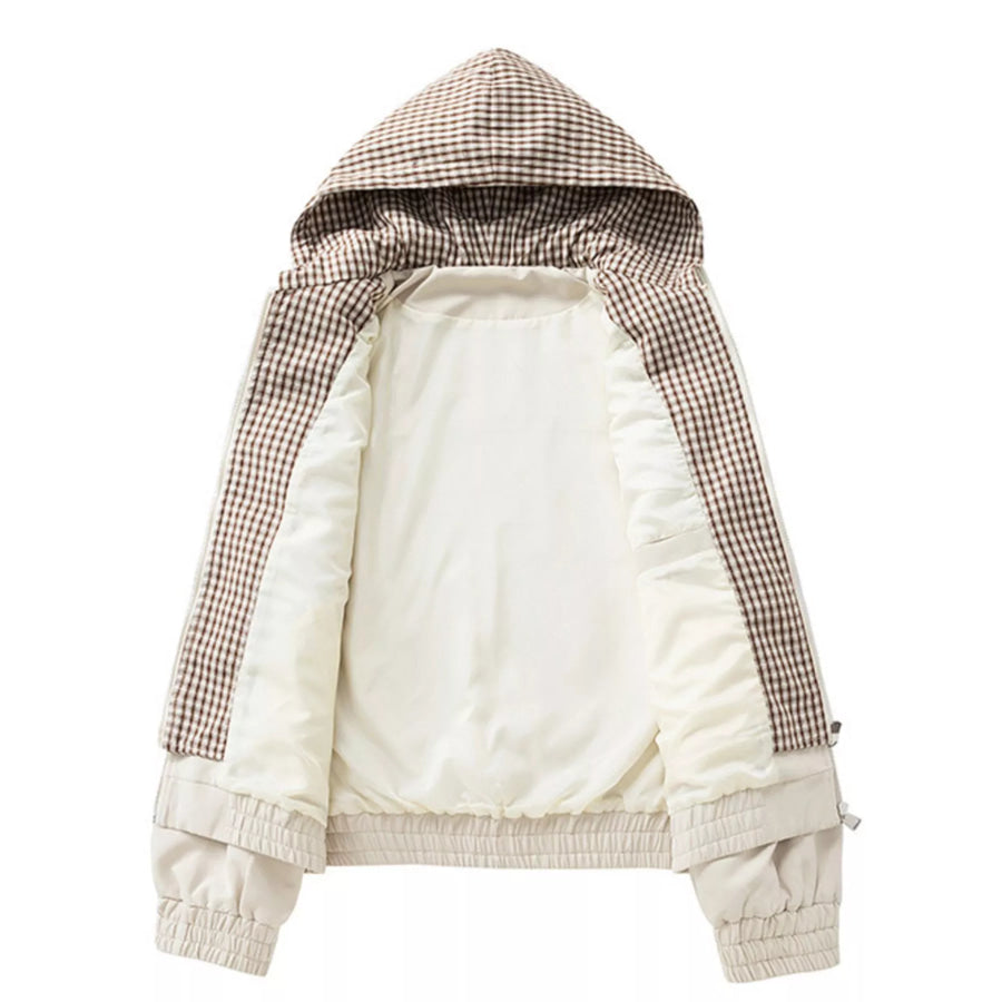 Men’s Plus Size Casual Plaid-Lined Hooded Zip-Up Jacket