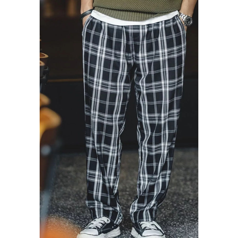 Men’s Plus Size Casual Plaid Pants Black / M Apparel and Accessories